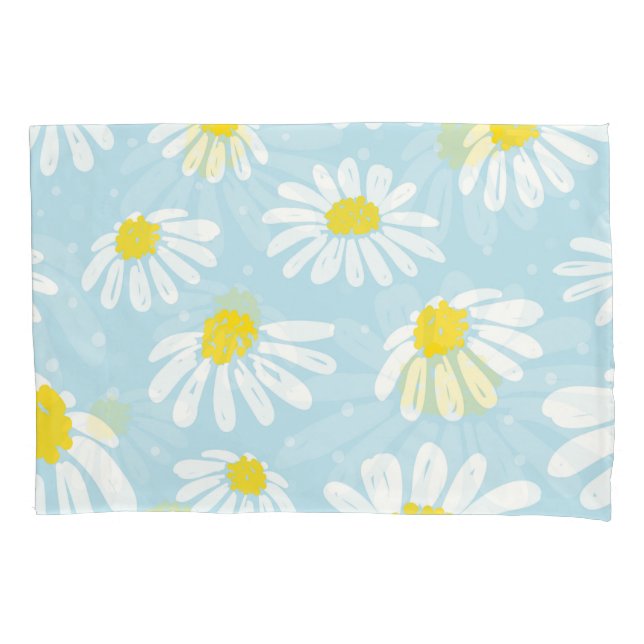 White Daisy Blue Background Seamless Pillow Case (Front)