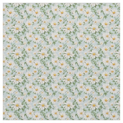 White Daisy Blue Sky Summer Meadow Charm Fabric