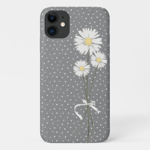 white daisy bouquet on pin dots iPhone 11 case