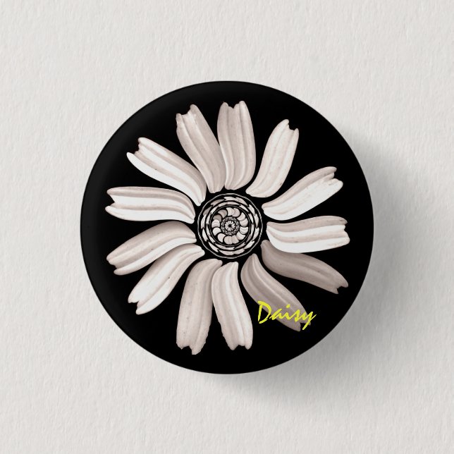 White Daisy Button/Pin Pinback Button (Front)