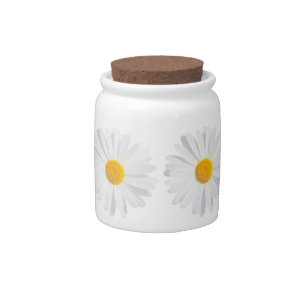 white daisy candy jar