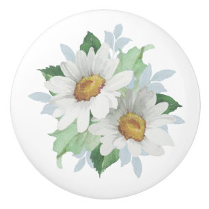 White Daisy Ceramic Knob