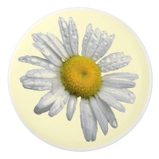 White Daisy Ceramic Knob