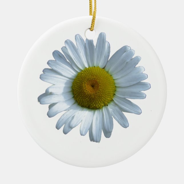 White Daisy Ceramic Ornament (Front)