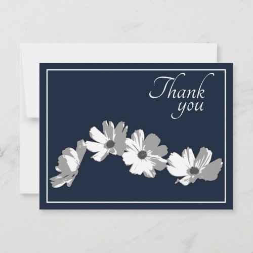 White Daisy Chain Navy Background Thank You Postcard