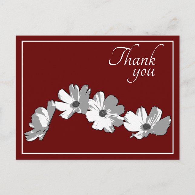 White Daisy Chain Red Background Thank You Postcard (Front)