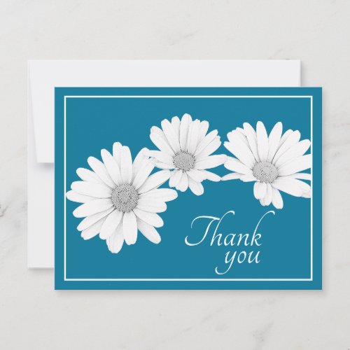 White Daisy Chain With Blue Background Thank You Postcard