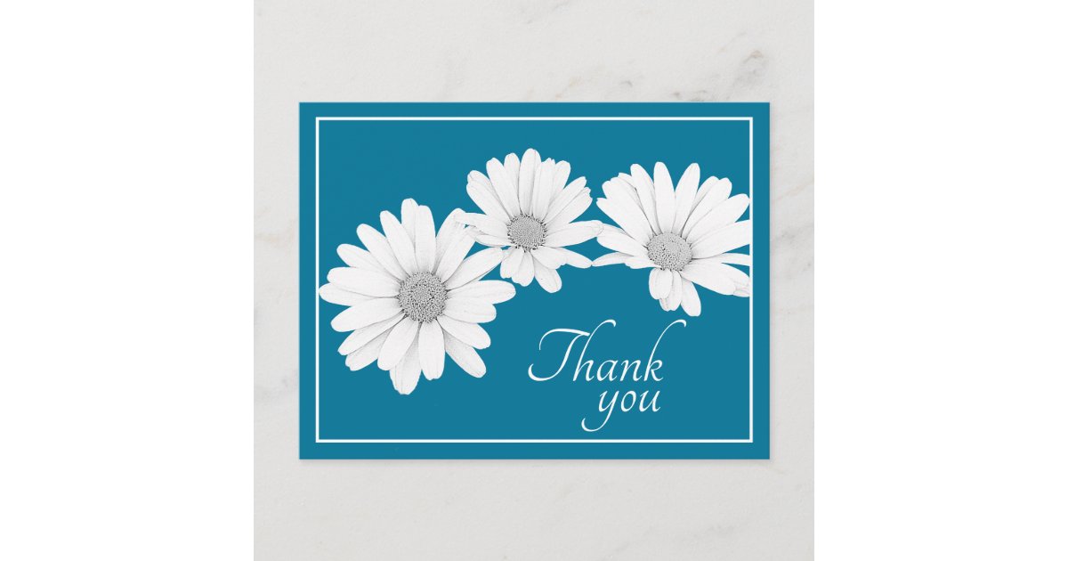 White Daisy Chain With Blue Background Thank You Postcard | Zazzle