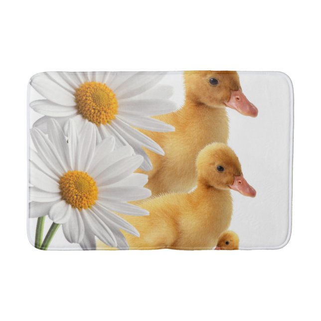 White Daisy Chicks Bathroom Bath Mat (Front)