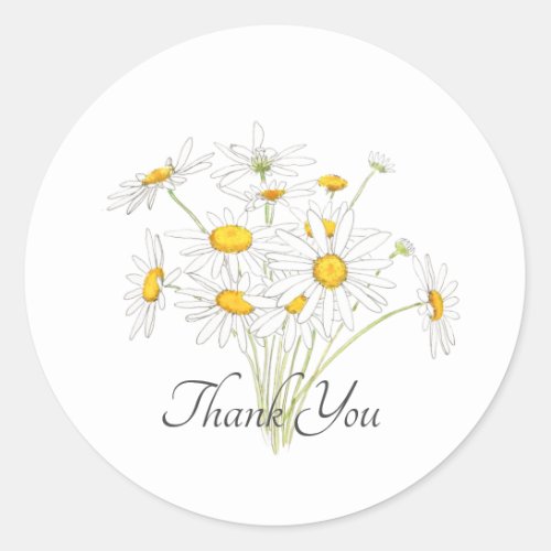 white daisy classic round sticker