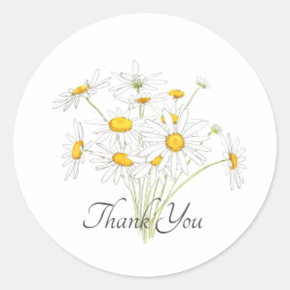 white daisy classic round sticker