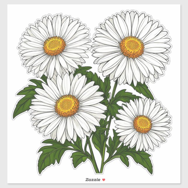 White Daisy Cluster Sticker (Sheet)
