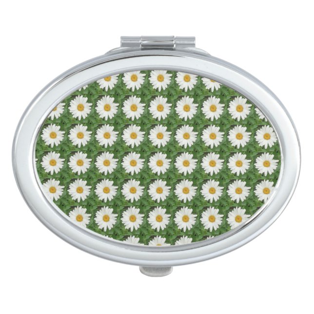 White Daisy  Compact Mirror (Front)