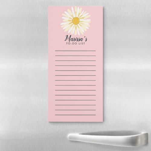 White Daisy Custom Grocery Shopping To_DO List Magnetic Notepad