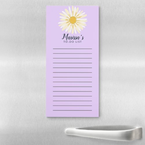 White Daisy Custom Grocery Shopping To_DO List Magnetic Notepad