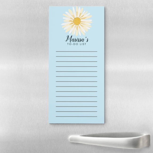 White Daisy Custom Grocery Shopping To-DO List Magnetic Notepad