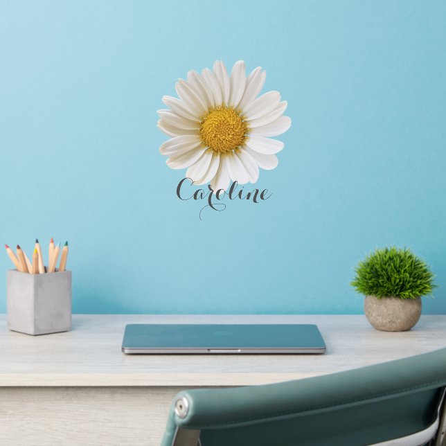 White Daisy Custom Name Wall Decal (Home Office 2)