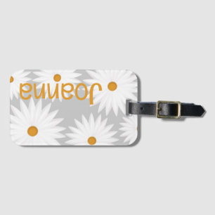 White daisy customisable  luggage tag