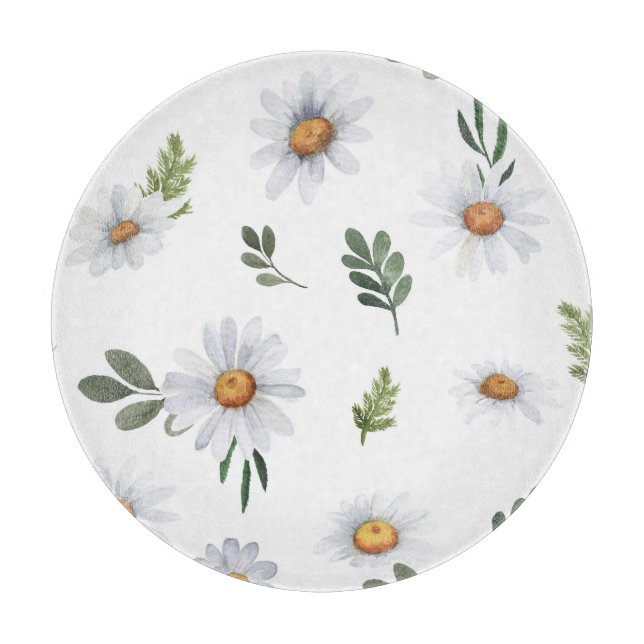 White daisy cutting board, cutting tray board (Front)