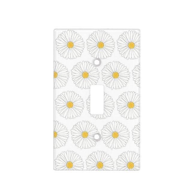 White Daisy Daisies Flower Floral Garden Print Light Switch Cover (Front)