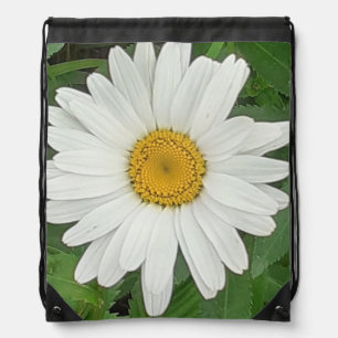 White Daisy Drawstring Backpack