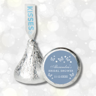 White Daisy Dusty Blue Butterfly Bridal Shower Hershey®'s Kisses®