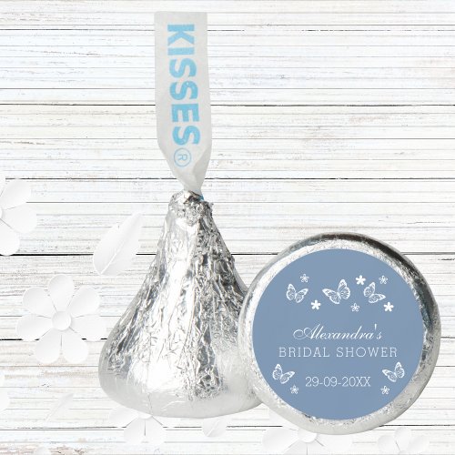 White Daisy Dusty Blue Butterfly Bridal Shower  Hersheys Kisses
