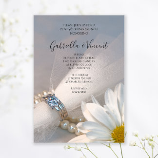 White Daisy Elegance Post Wedding Brunch Invitation