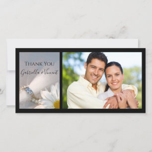 White Daisy Elegance Wedding Thank You Photo Card