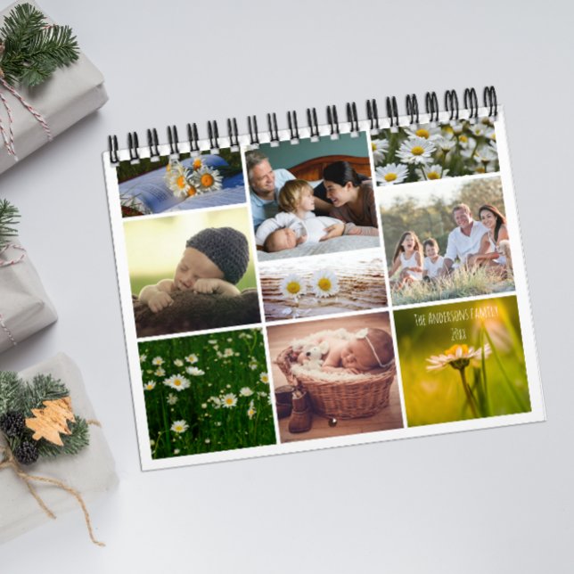 White daisy family photo for grandparents Calendar (Creator Uploaded)