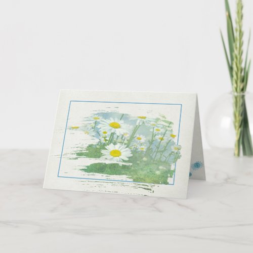 white daisy field for birthday card