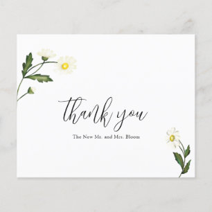 White Daisy Floral Budget Wedding Thank You Card