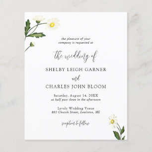 White Daisy Floral Rustic Budget Wedding Invite