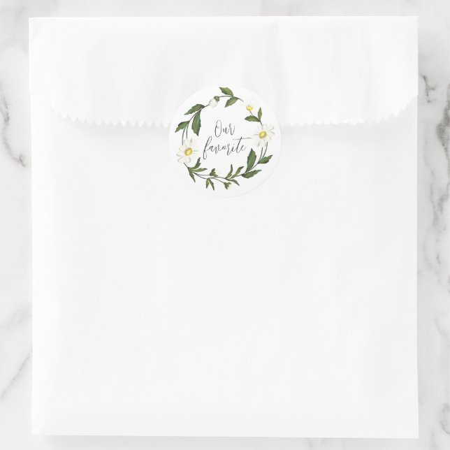 White Daisy Floral Rustic Wedding Classic Round Sticker (Bag)