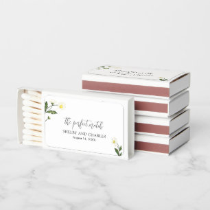White Daisy Floral Rustic Wedding Matchboxes