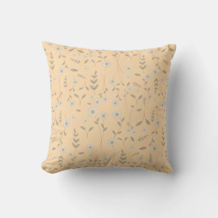 White Daisy Floral Seamless Pattern on Pastel Yell Throw Pillow