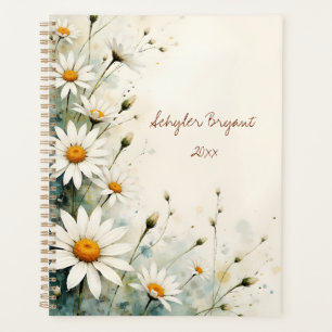 White Daisy Floral Spiral-bound Spring Botanical Planner