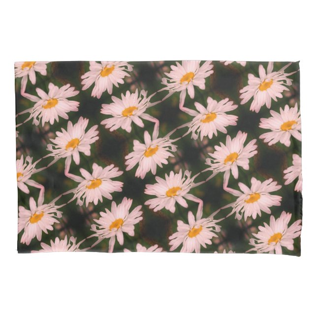 White Daisy Flower Abstract Pattern Pillow Case (Front)