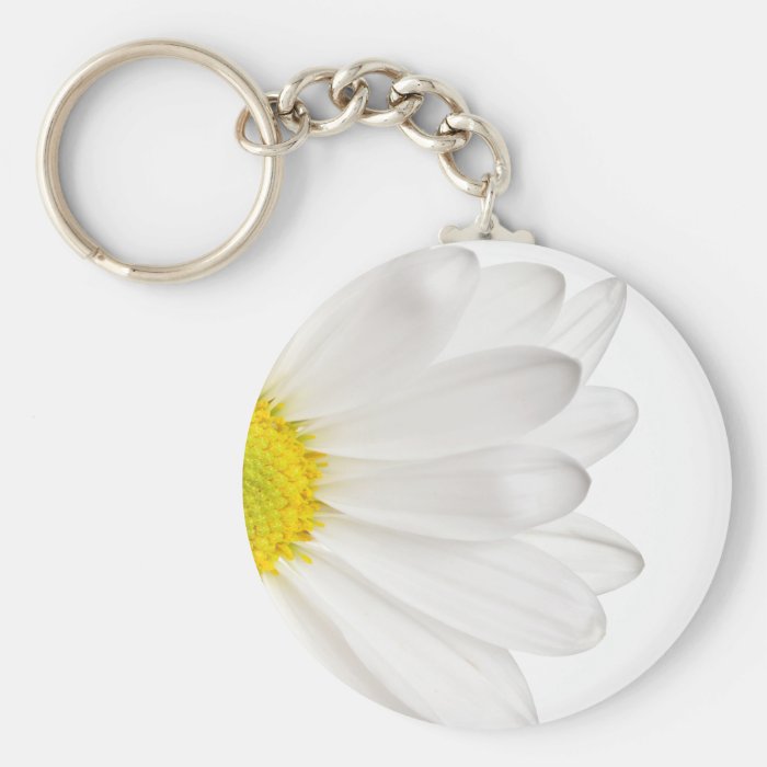 White Daisy Flower Background Customized Daisies Key Chain