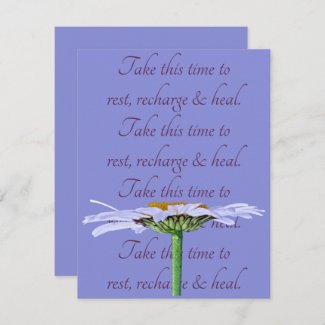 White Daisy Flower Blue Old Mauve Get-Well Card