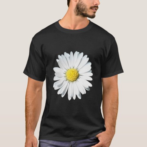White Daisy Flower Casual Floral For T_Shirt