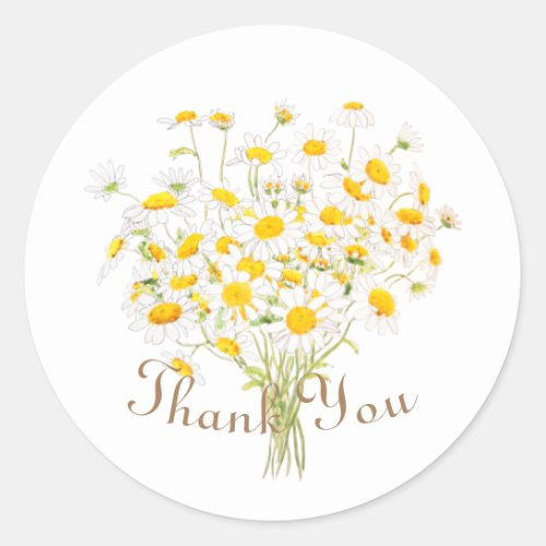 white daisy flower classic round sticker