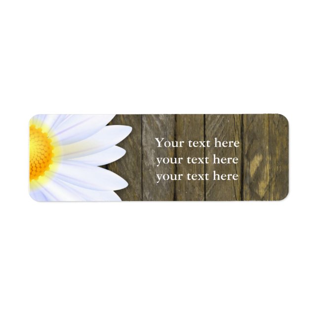 White daisy flower country rustic address labels (Front)