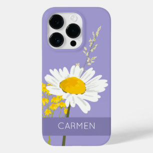 White Daisy Flower Custom Name Case-Mate iPhone 14 Pro Case