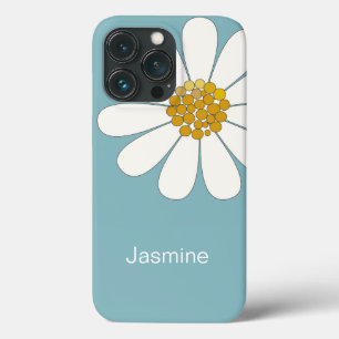 White Daisy Flower Custom Name  iPhone 13 Pro Case