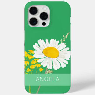 White Daisy Flower Custom Name iPhone 15 Pro Max Case
