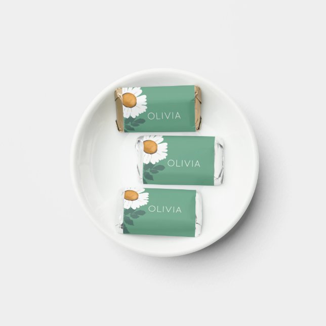 White Daisy Flower Custom Name  Hershey's Miniatures (Plate)