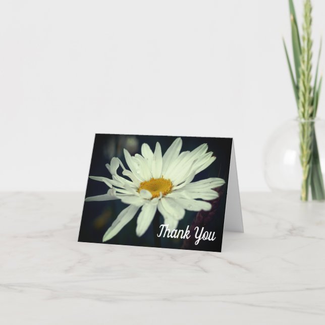 White Daisy Flower Customizable Thank You Card (Front)