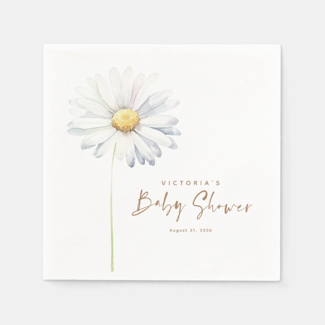 White Daisy Flower Elegant Cute Boho  Napkins (Front)