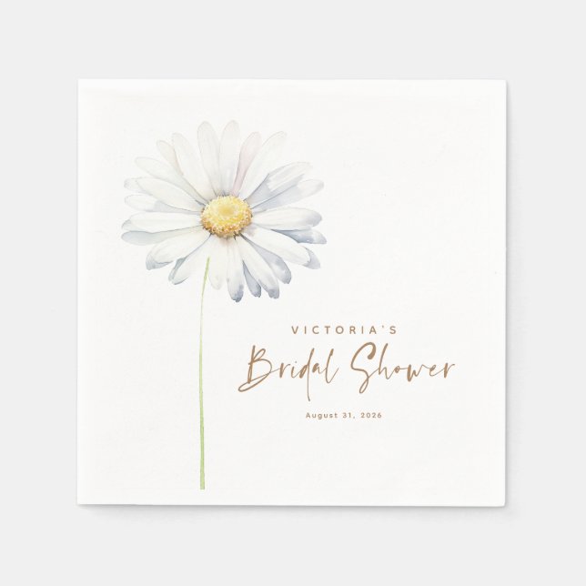 White Daisy Flower Elegant Cute Boho  Napkins (Front)